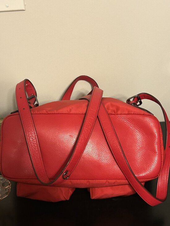 COACH Billie Charlie Nylon & Leather True Red Drawstring Bag Backpack F58814